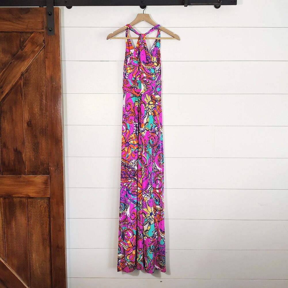 Lilly Pulitzer Womens Maxi Dress XS Multicolor Abstract Print Sleeveless Resort - Picture 4 of 10
